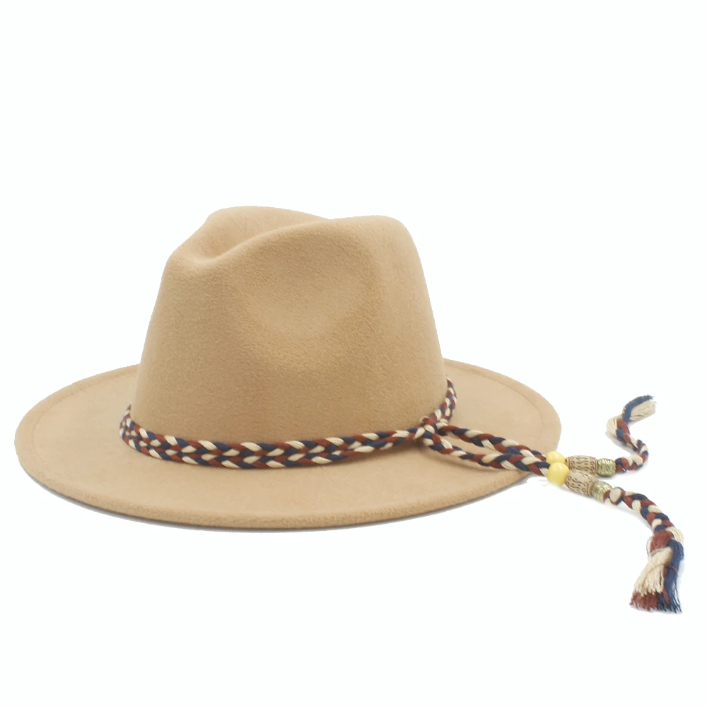Шерстяная женская мужская фетровая шляпа для джентльменов Элегантная Леди Зима Осень с широкими полями джазовая церковная крестная шляпа размер 56-58 см