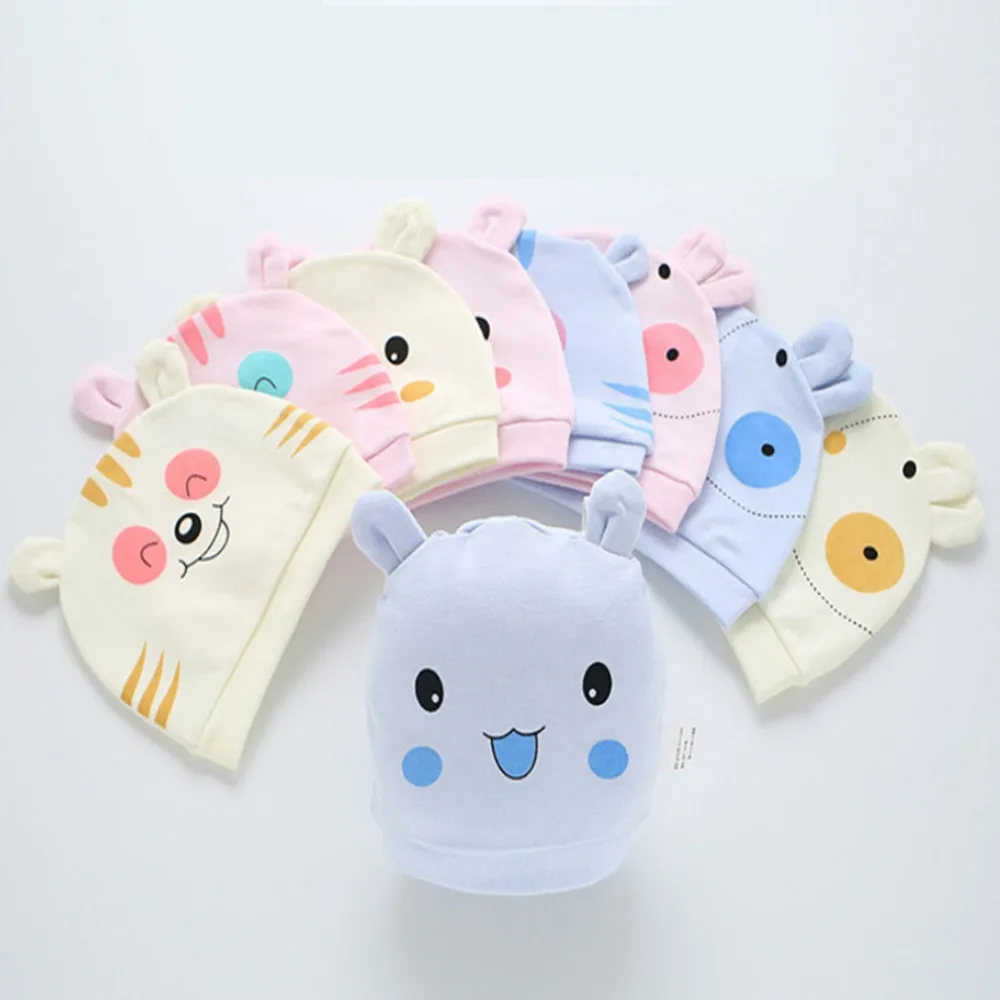 

2019 Korean Version Newborn Cap Lovely Cartoon Bunny Tiger Smiley Patterns 100%Cotton Baby Hat Baby Boy Girl Infant Cap Gorra