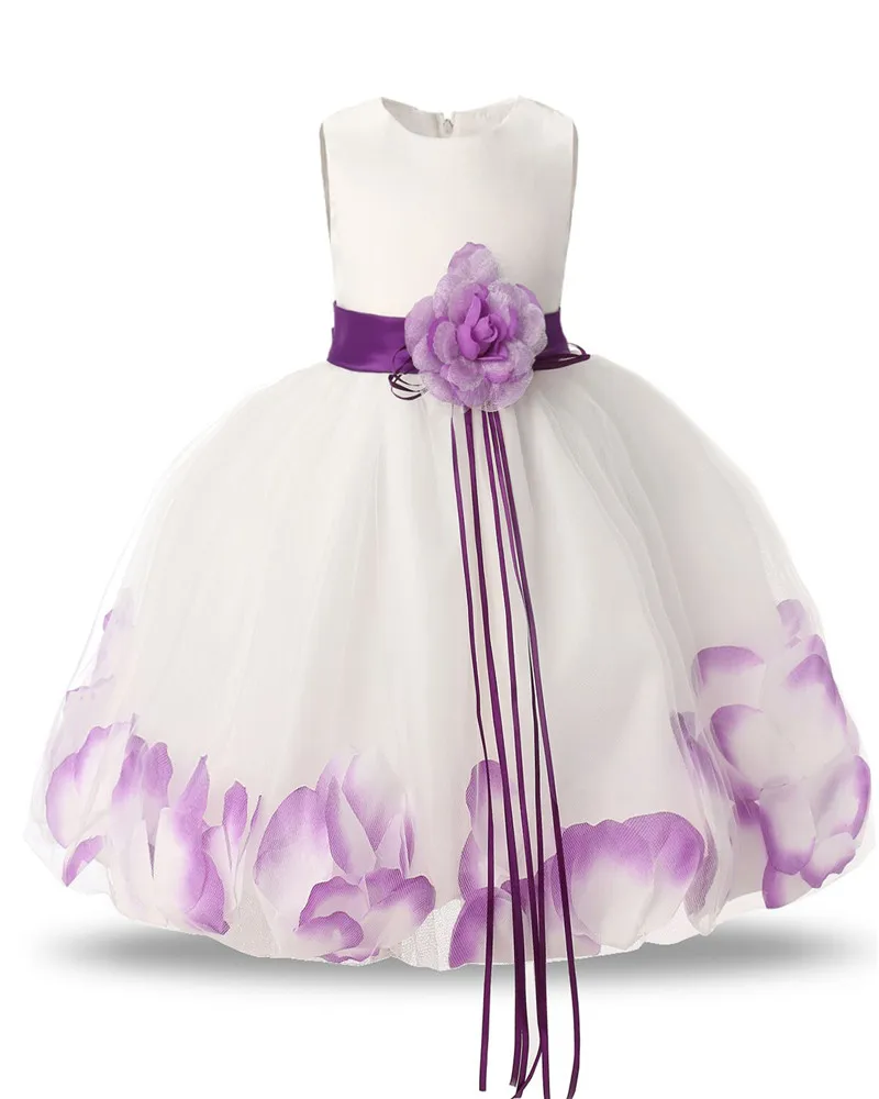 Teen Girl Petals Dress Kids Prom Gown Designs Flower Dresses For Girls Wedding Party Children's