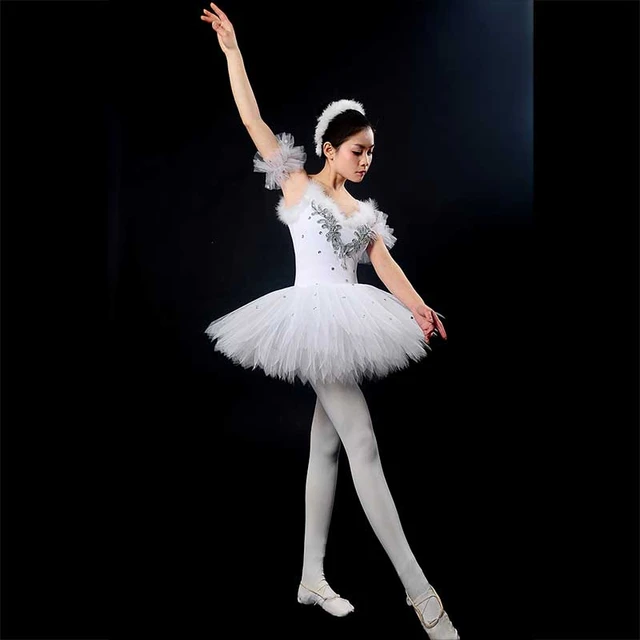 Tutú largo de Ballet para mujer, falda de tul lírico con calzoncillos, tutú  de baile profesional, color blanco - AliExpress