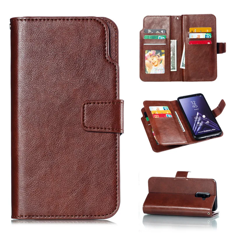 Samsung Galaxy A8 2018 Case Cover Luxury Leather Multifunction Nine cards Wallet Flip Phone Case Samsung Galaxy A8 Plus 2018 Case Cover9