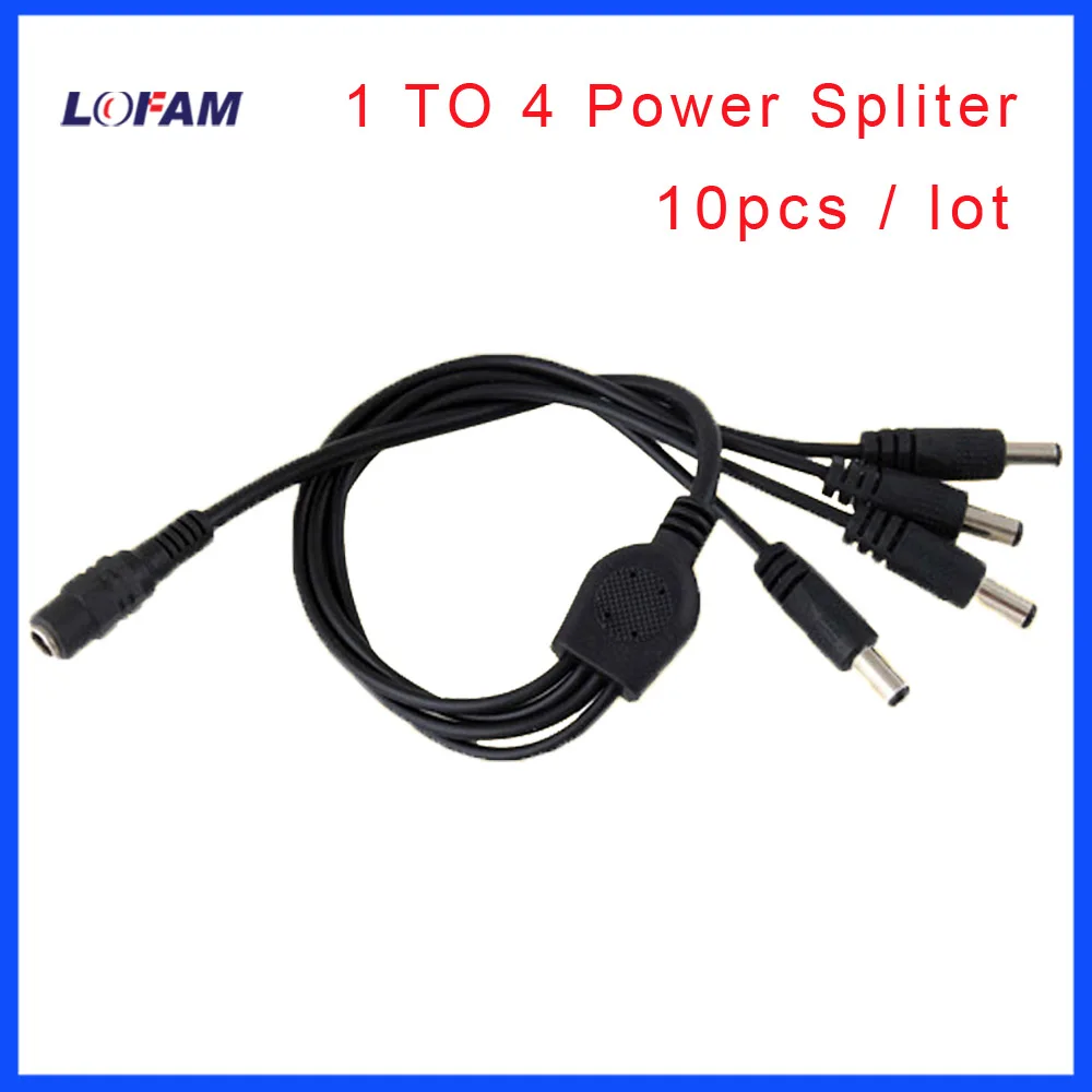 

LOFAM 10pcs/lot High Quality DC 1 To 4 Power Splitter Cable 1 Female to 4 Dual male cord for CCTV Camera Surveillance recorder