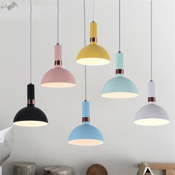 

Nordic creative macarons LED pendant lights color iron pendant lamp for living Room Restaurant Hotel home lighting fixtures deco