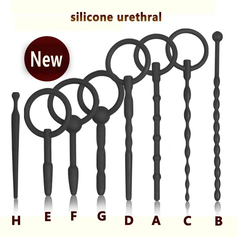 

8pcs/lot,silicone urethral sound male masturbator penis dilator cock plug insert rod sounding sex toys for men cbt urethra