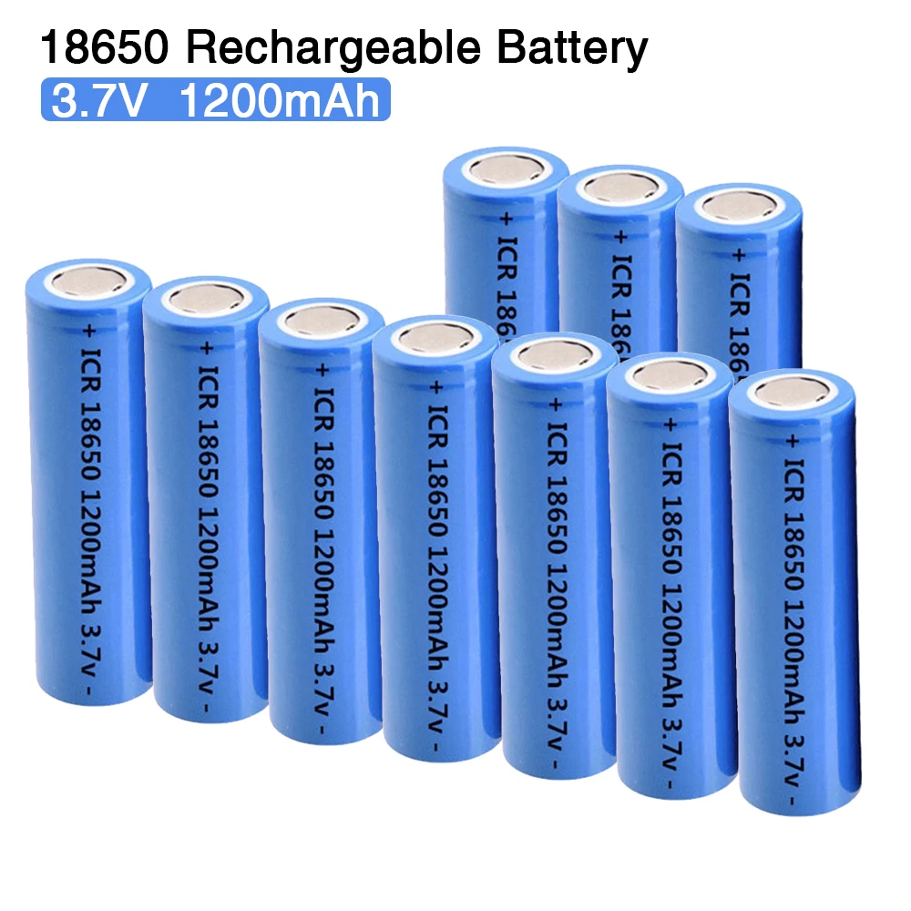 

3.7V 1200mAh ICR18650 Battery Rechargeable Lithium Batteries Li-ion Bateria for Flashlight Torch Headlamp