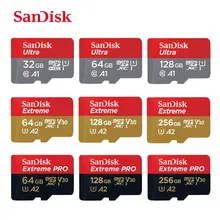 Карта памяти SanDisk Micro SD 16 ГБ 32 Гб MicroSDHC 64 Гб 128 ГБ 256 ГБ MicroSDXC EXTREME PRO V30 U3 4K UHD tf-карты