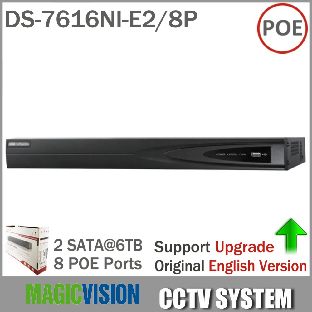 Network video recorder 16 CH DS 7616NI E2 8P with 8 POE 2SATA For 5MP HD