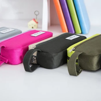 

Portabl Contrast Color Canvas Pencil Bag Stationery Storage Organizer Pouch School Supply Student Prize Pencil Case Cosmetic Bag