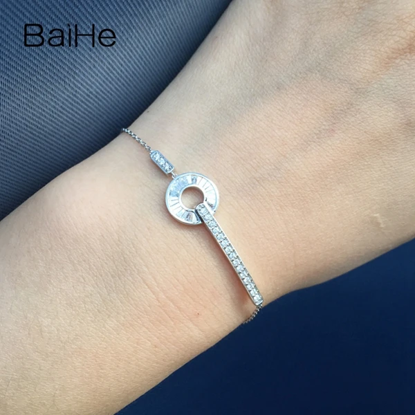 BAIHE Solid 14 K желтое золото 0.59ct Сертифицированный H/SI натуральные бриллианты юбилей женские классические ювелирные изделия браслет