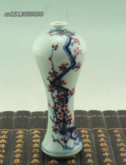 

Exquisite Chinese Old Handwork Collectibles Blue and White Porcelain Slender Vase,Painted with Beautiful Plum Blossom