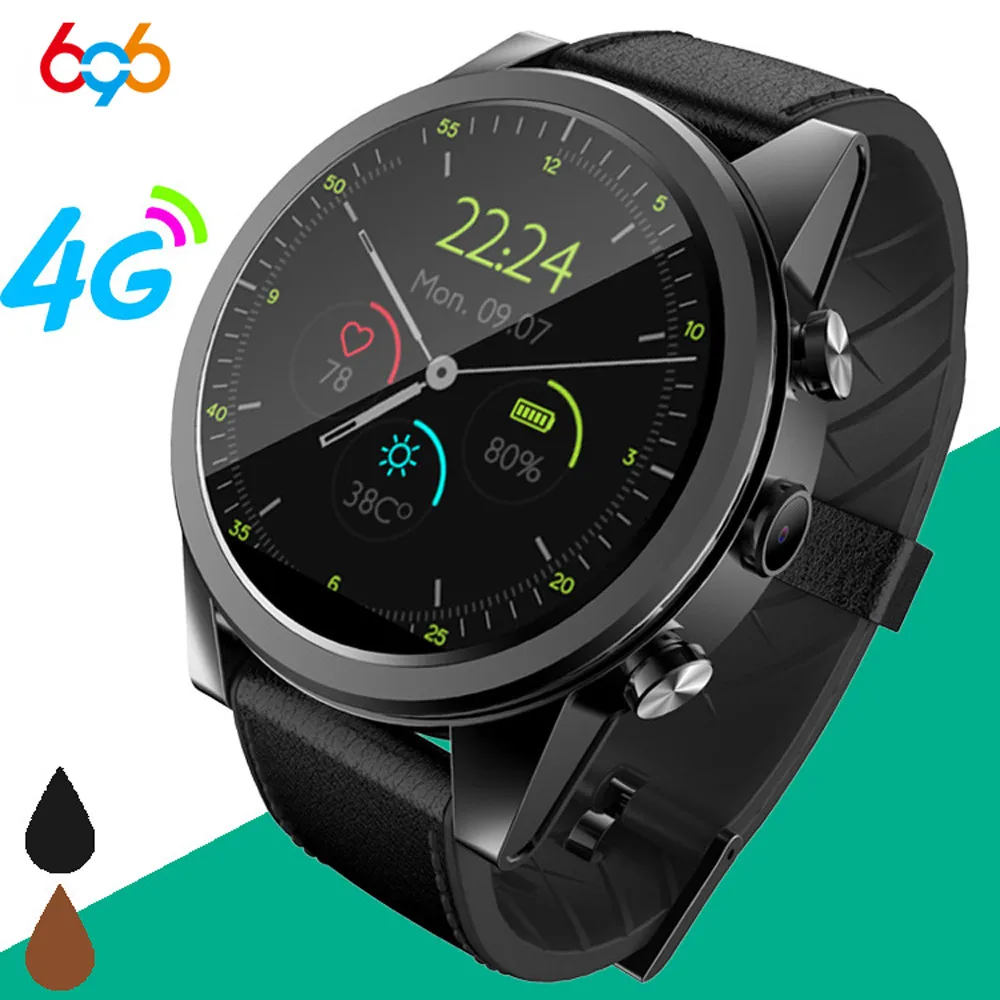 

696 X360 4G LTE Android 7.1 Smart Watch 1.6inch big Screen Round WiFi GPS Sim Card 4G Smartwatch Phone Heart Rate Monitor Camera
