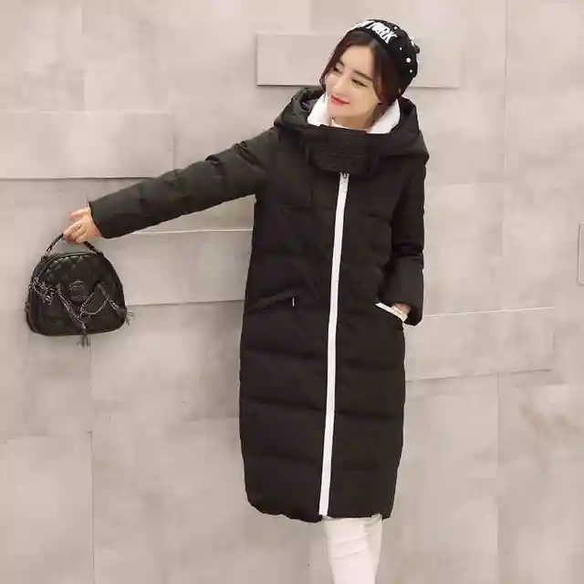 Best price at $118 Cheap 2016 new hot winter Thick Warm woman Coat Cotton Wadded jacket Outerwear Parkas Straight Luxury Hooded long plus size XL Leisure