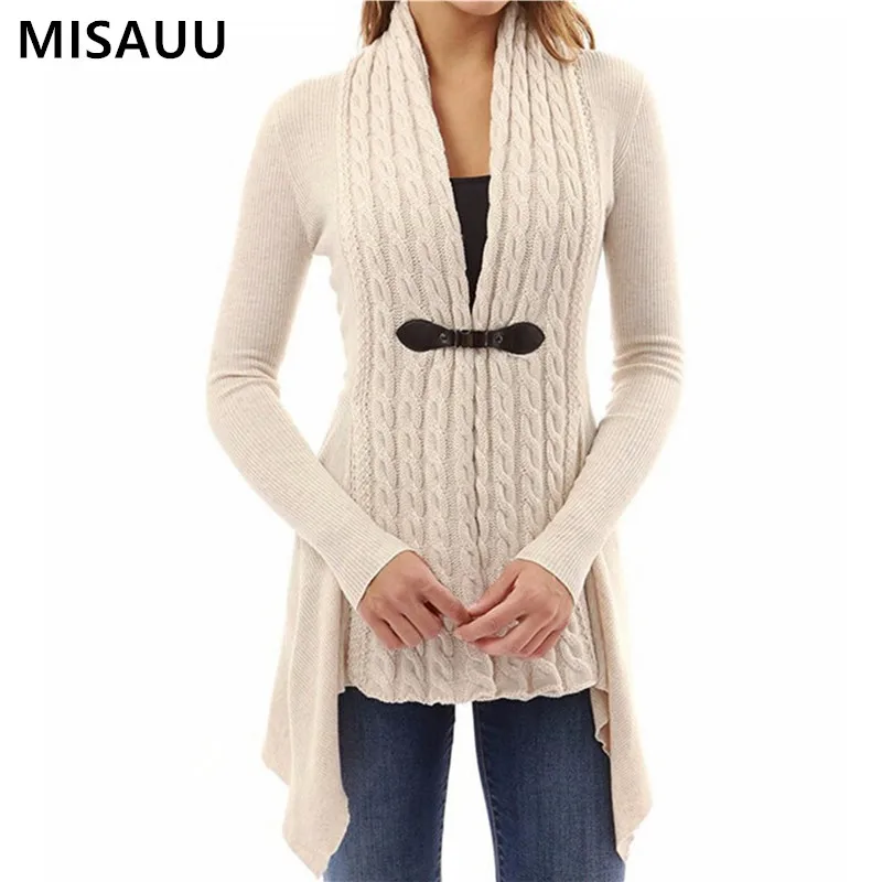 

MISAUU S-5XL Open Front Long Cardigans Women's Sweater Knitted Long Sleeve Knitwear Outerwear 2018 Winter pull femme plus size