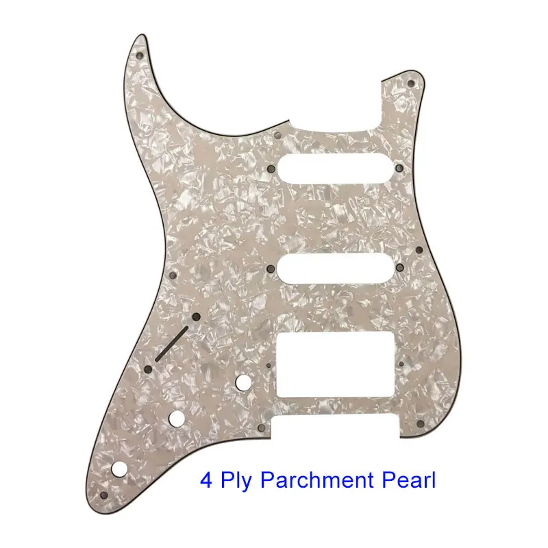 Качественные гитарные детали для нас левшей 57' 8 винтовых отверстий гитара Stratocaster Pickguard с PAF Humbucker HSS Script Plate - Цвет: Parchment Pearl