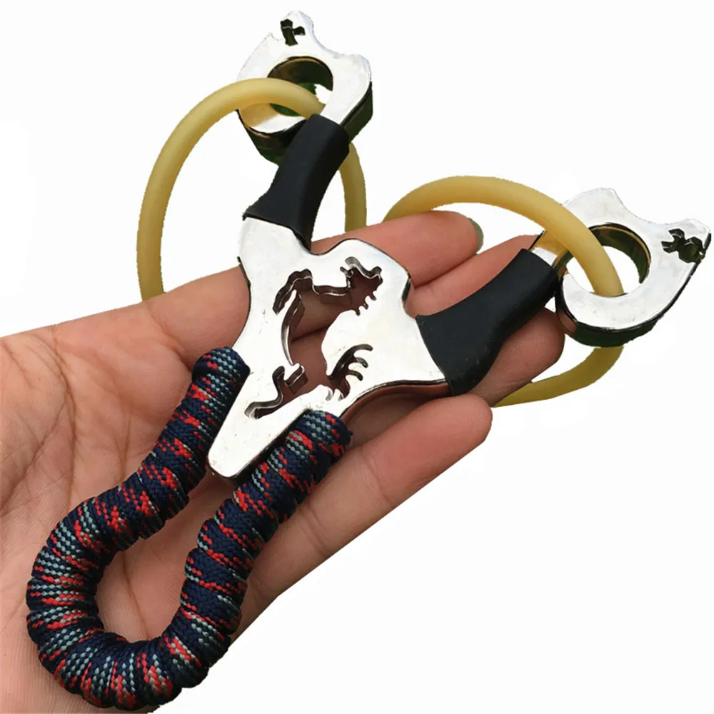 Powerful Alloy Slingshot Hunting Thick Wrist Band Catapult Sports