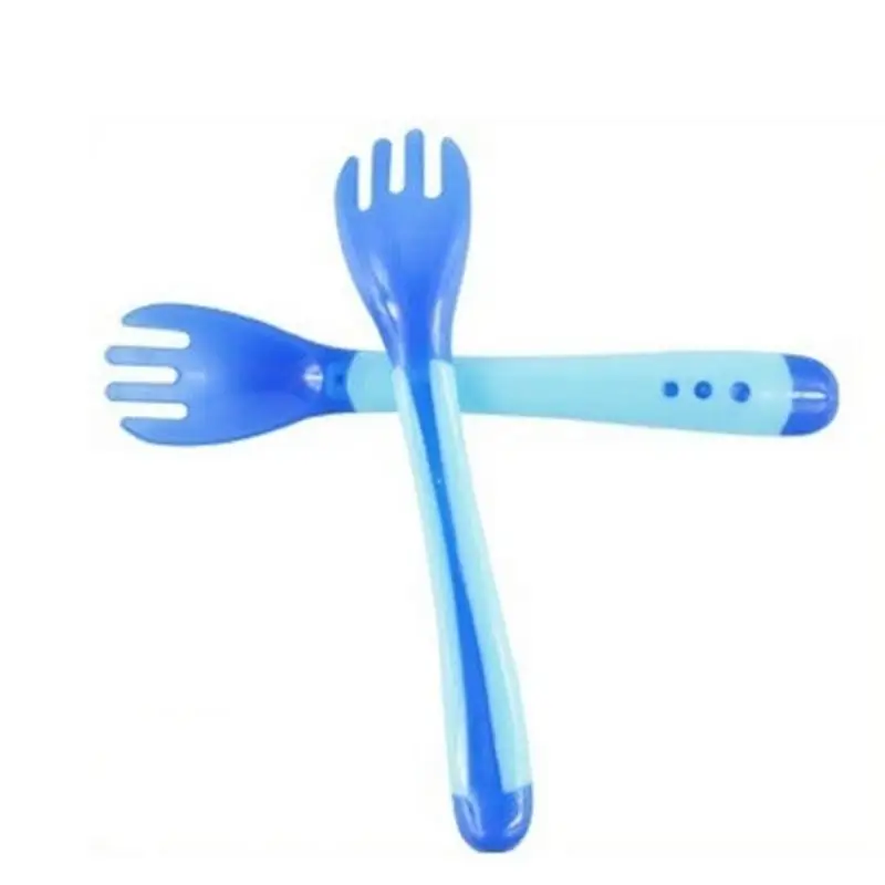 1 шт. BBaby ложка для кормления детская безопасная температура зондирования супа ложка детская посуда ложки для кормления высокого качества - Цвет: Blue