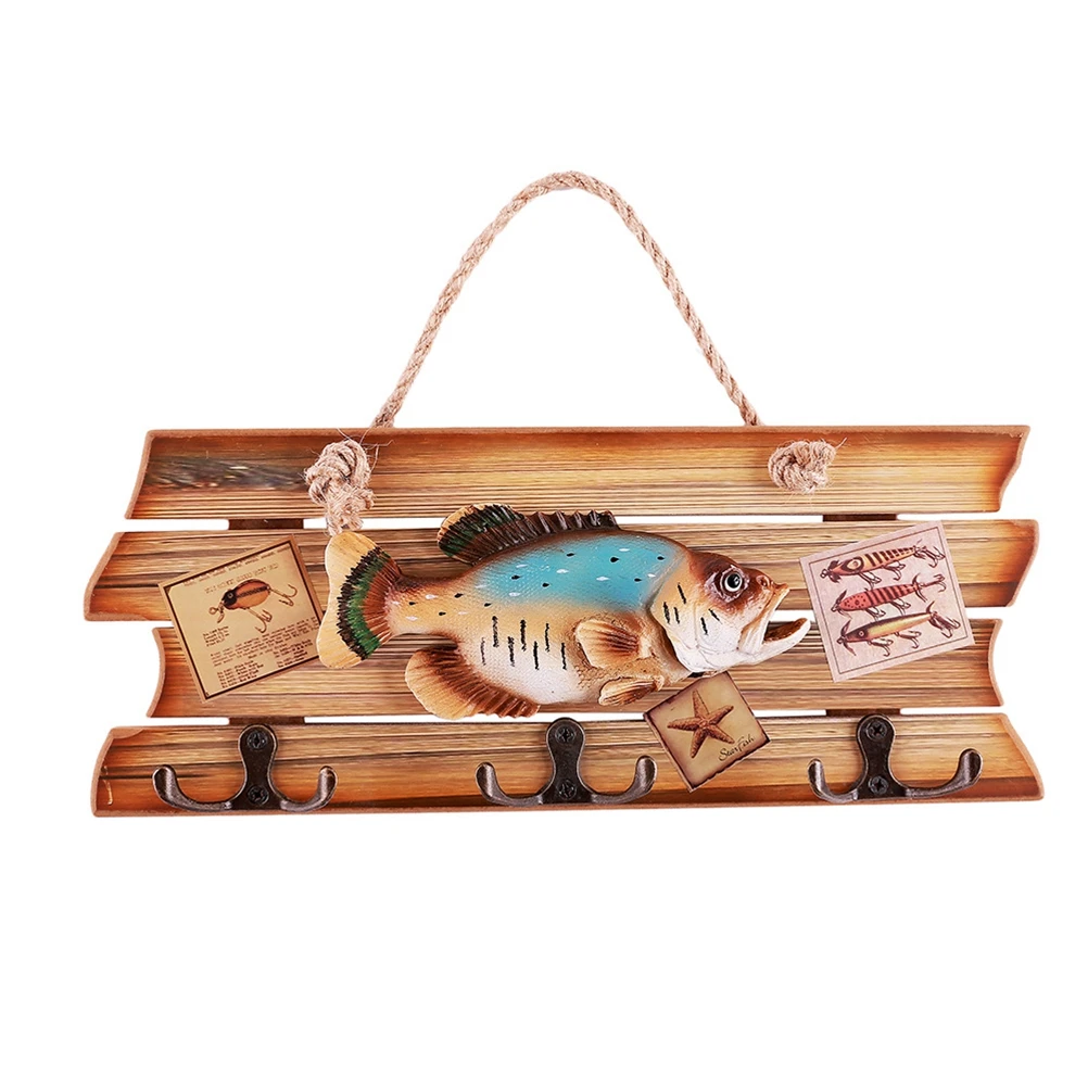 

Door Board Hooks Fish Shell Star Fishes Hanging Decorative Creative Wooden Door Board Sign Hooks for Bar Shop Home Door