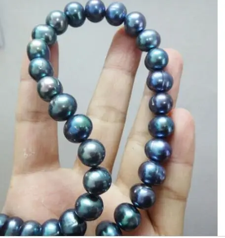 

Jewelry Hot selling ******* STUNING 9-10MM TAHITIAN BLACK PEARL NECKLACE 17inch