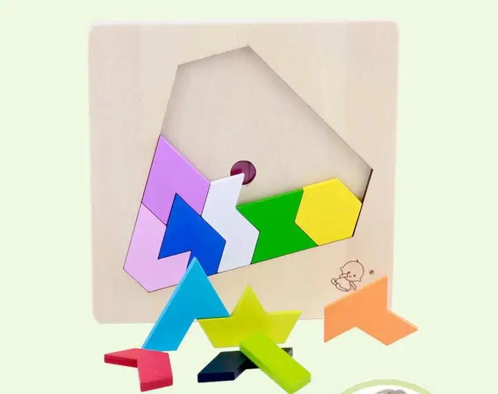 IQ деревянная доска головоломки детские развивающие математические Tangram паззлы игры игрушечные лошадки для взрослых детей