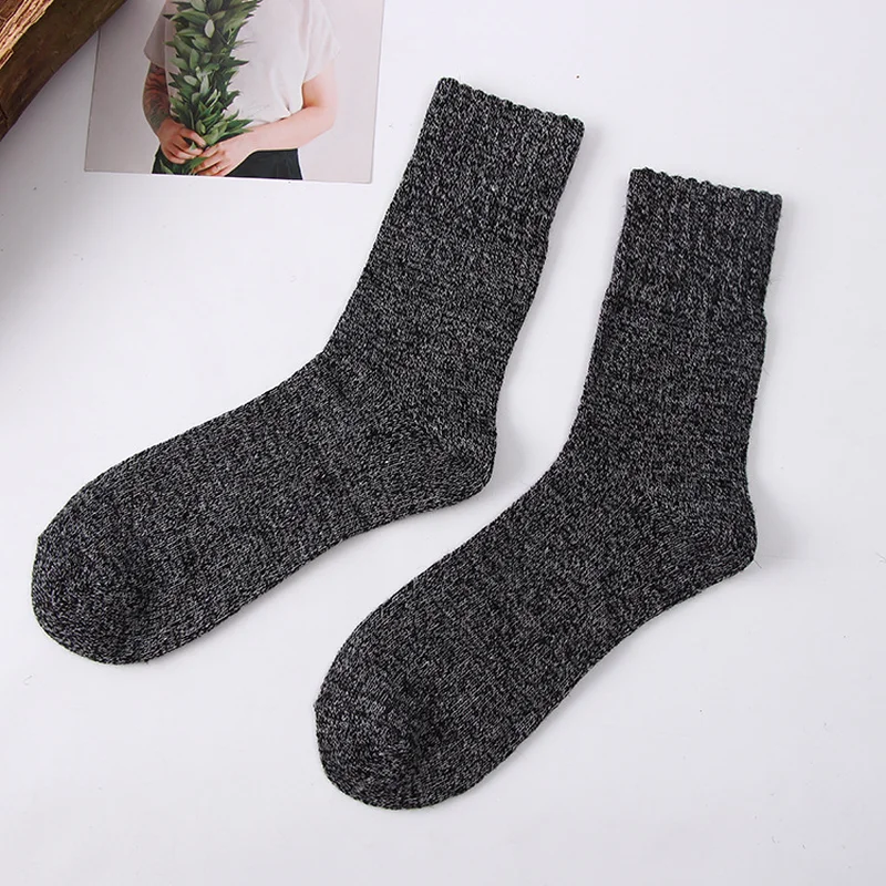Осень-зима мужские шерстяные носки Японский Корейский Толщина теплые Для мужчин среднего носки без пятки Для мужчин s модные однотонные