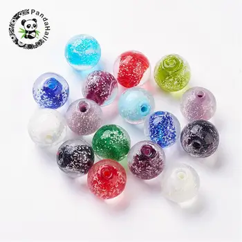 

Handmade Luminous Lampwork Beads, Round, Mixed Color, 16mm, Hole: 2mm
