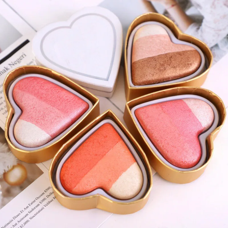 Гладкая палитра теней для век Shimmer Heart Shaped Blush Eye Shadow Makeup Cosmetic Blush Cream