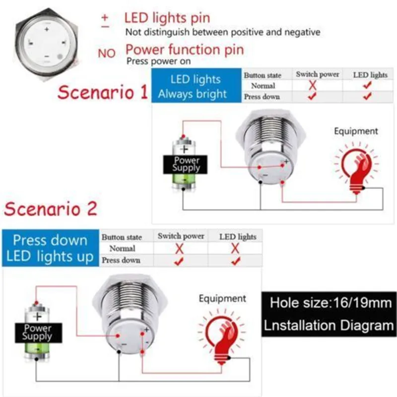 1 шт. 16 мм Водонепроницаемый металлический кнопочный переключатель с бистабильным самоблокирующимся переключателем с светодиодный светильник тумблер разъем