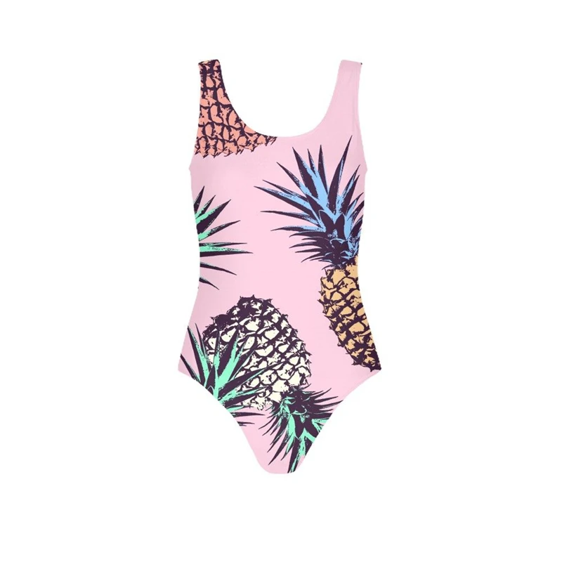 

2019 Pineapple Print Sexy One Piece Swimsuit Girl Plus Size Family Swimwear Women Monokini Push Up Swimming Suit Bathing Suits