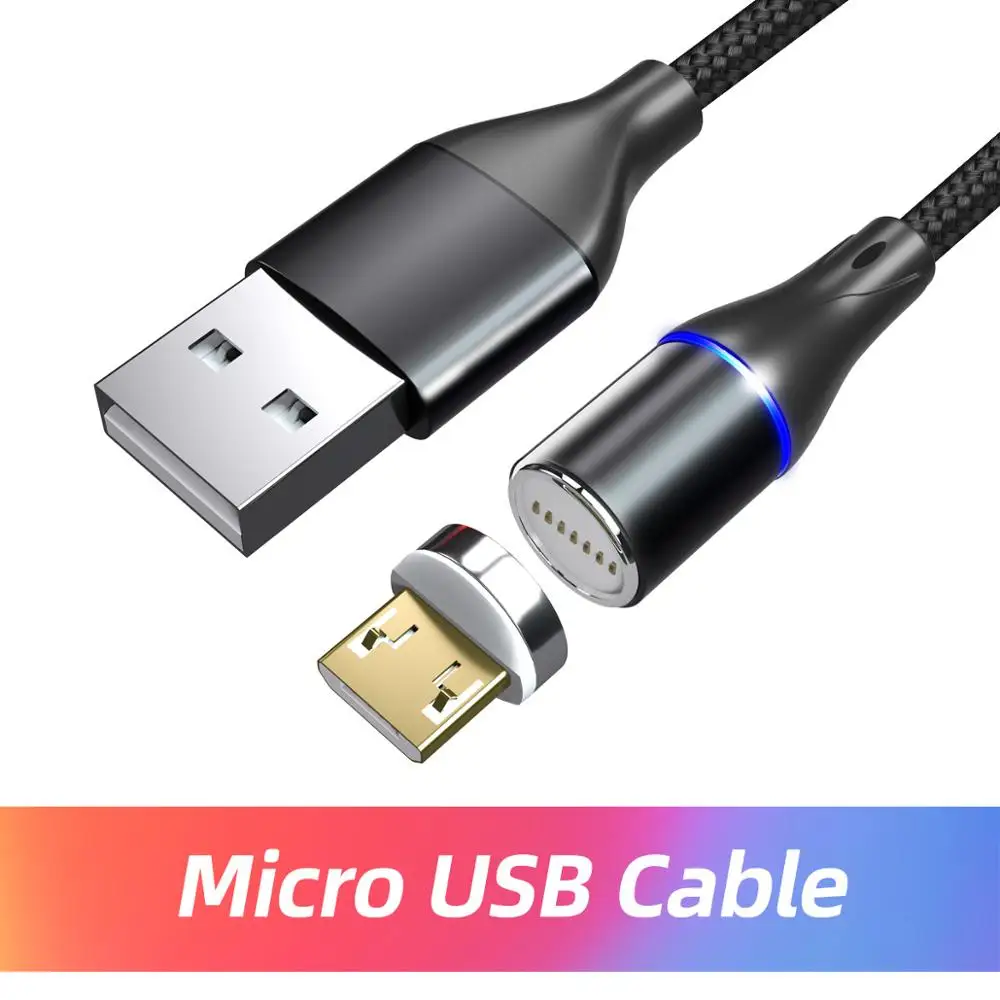 ANMONE Магнитный кабель Micro USB кабель 3A быстрое зарядное устройство Быстрая зарядка Магнитный провод Android зарядный шнур для телефона планшета - Цвет: Black Magnetic cable