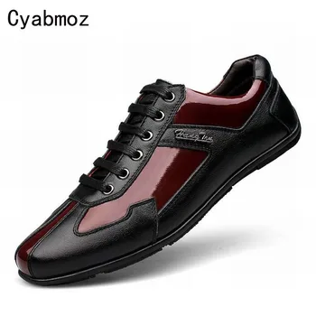 

2017 spring new fashion genuine leather lace up travel casual shoes patchwork men flats lace-up driving shoes large size 38-48