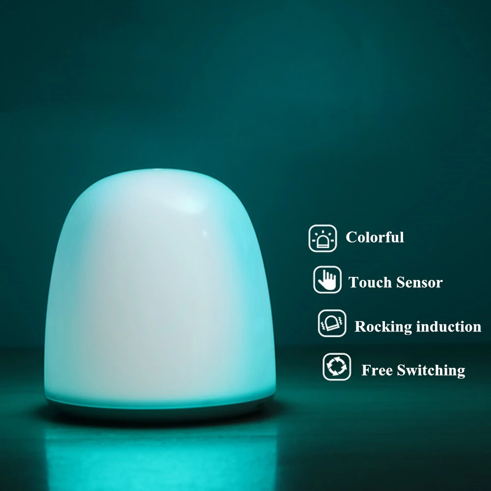 

Fantasy Colorful LED Night Light 7 Modes Touch Sensor Rocking Dual Induction Table Lamp USB Rechargeable Bedroom Bedside Lamp