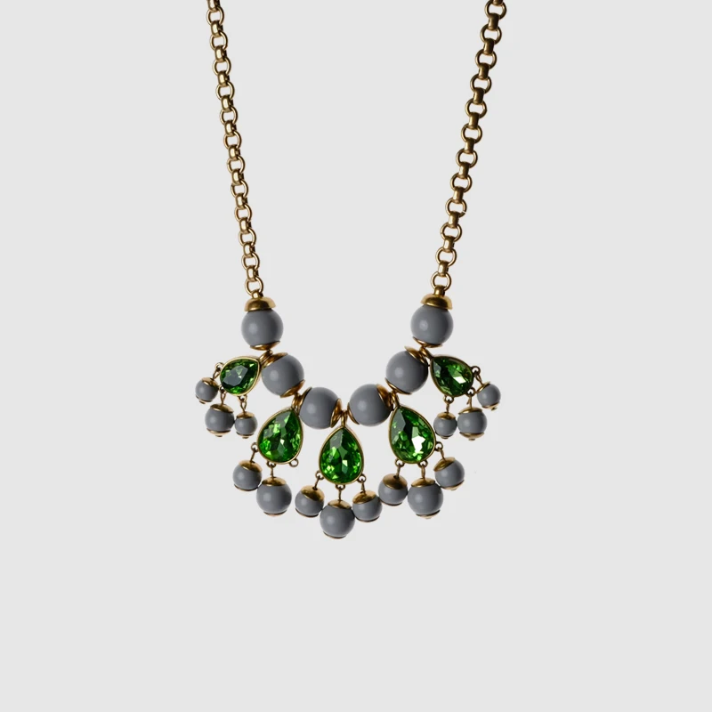

Amorita boutique new design green crystal fashion Necklaces 2018
