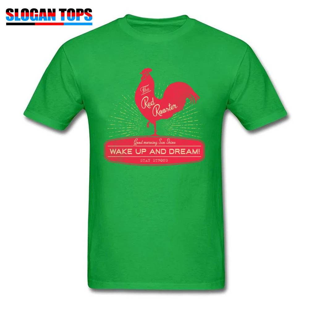 Casual T Shirt High Quality Round Neck Funny Cotton Fabric Mens T Shirt 3D Printed Short Sleeve Clothing Shirt Vintage Rooster Wake Up and Dream green