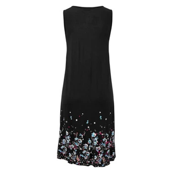

2019 Womens Sleeveless Loose Tops 2019 New Fashion Summer Flower Printed Long Blouse Casual Pleated Shirt femme
