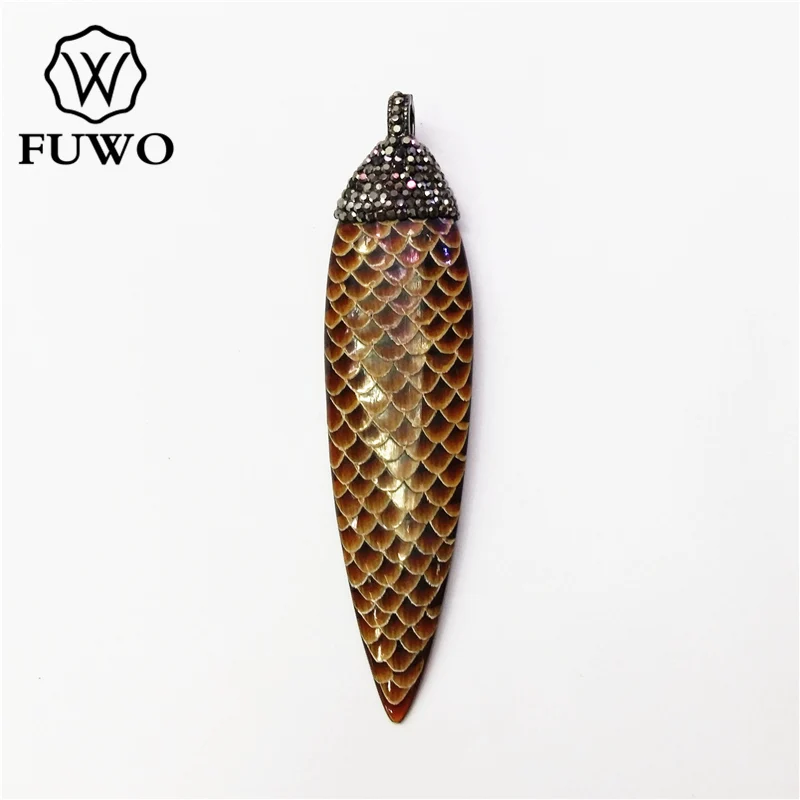 FUWO оптовая продажа натуральный рог буйвола Резные Подвески крылья с бусинами