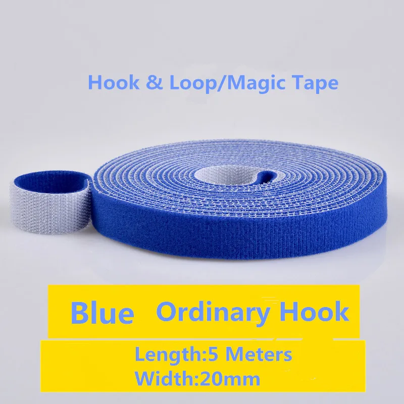 

1PCS MT002-3 Blue Hook&loop Nylon Fastening Tape Magic Tape Strap Width 20 mm Cable Tie 5 Meters Ordinary hook Free shipping