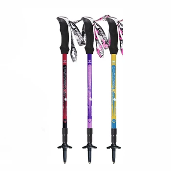 

3 Color Blue Black Purple Adjustable Trekking Hiking Walking Stick Pole 3-section 55cm-125cmwith Dropshipping 1pc