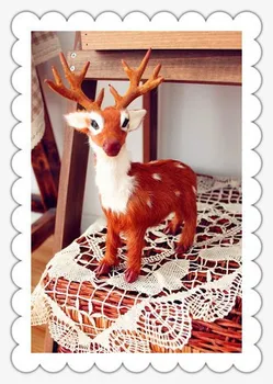 

21x17cm simulation sika deer model toy , Christmas deer polyethylene & furs handicraft,decoration baby toy A466