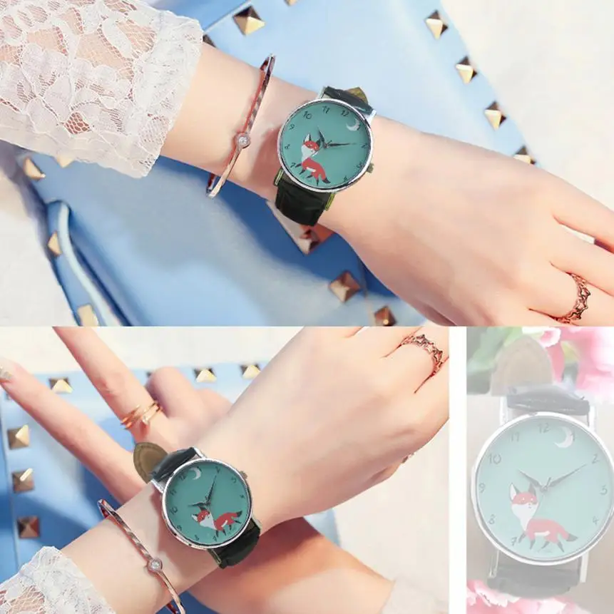 

Women Watches Retro Cartoon Fox Design Wrist watch femme Clock for Women Quartz Ladies Watch relogio feminino 2018 #C