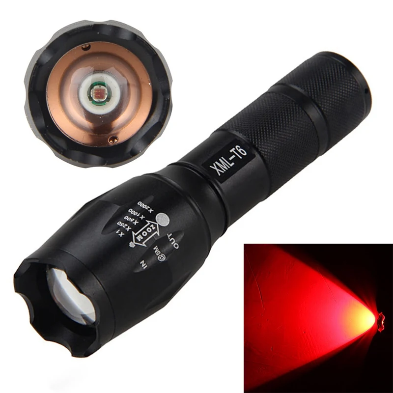 

High Quality T6 Focus 2500LM LED Flashlight Adjustable Torch for Home Outdoor Hiking Camp Lamp Red / Green / Purple Light