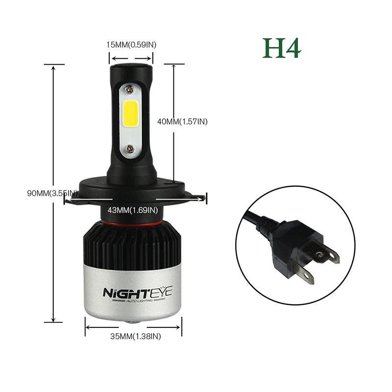 NIGHTEYE Voiture Ampoules LED Phare Garantie de fabrication de 3 ans Set 6500K Blanc Froid HB4 72w 9000LM 9006
