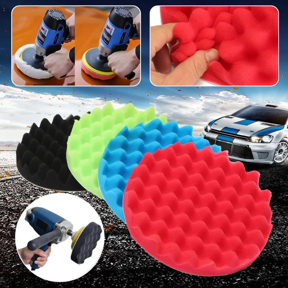 

Professional Quality 4PCS 3/4/5/6/7" Inch Sponge Buff Buffing Polishing Pad Kit Set For Car Polisher