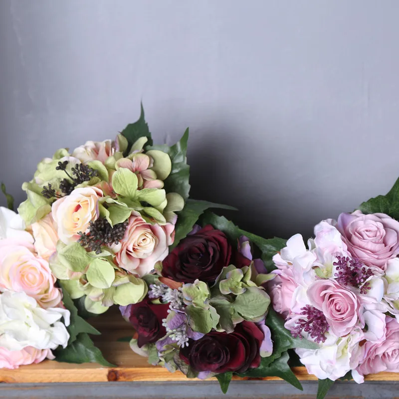 Букет роз, Шелковый Искусственный цветок для свадьбы, букет, семейное украшение, вечерние, свадебные, праздничные, свадебные, высокое качество