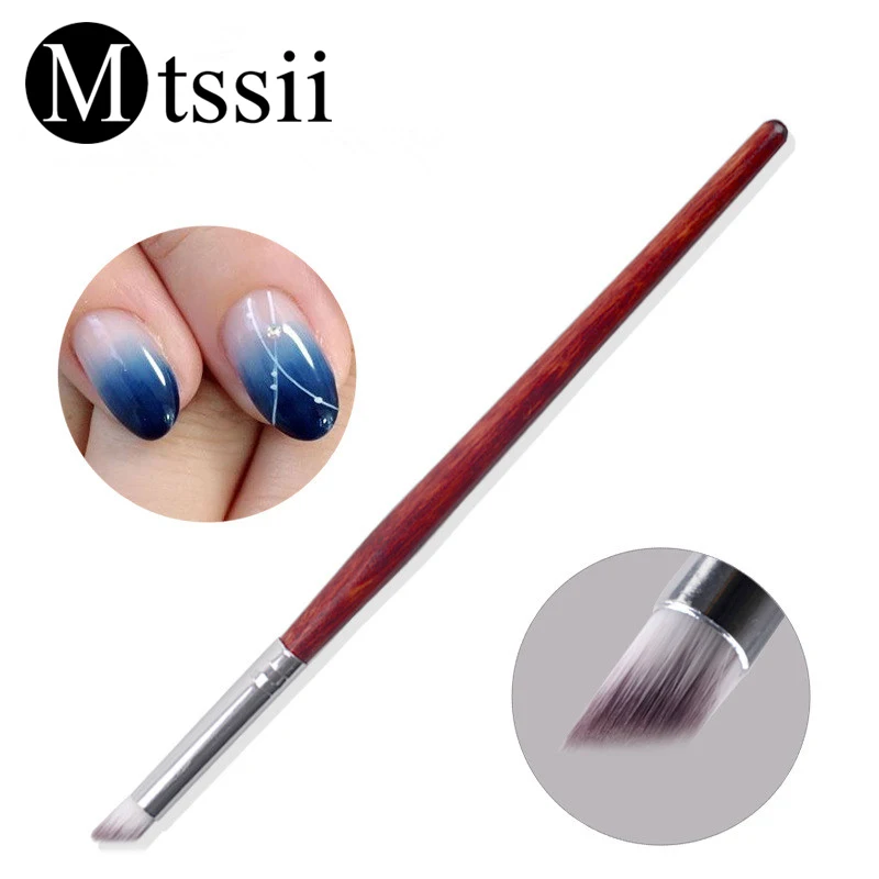 

Mtssii Bevel Brush for Nails Gradient Nail Art Drawing Pen 16cm Flower Painting Pen with Red Wood Handle 2018 Nail Art Tool