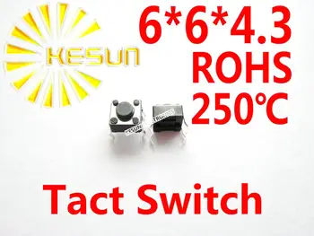 

1000PCS 6X6X4.3 DIP Tactile Tact Mini Push Button Switch Micro Switch Momentary ROHS Replace SKHHALA010