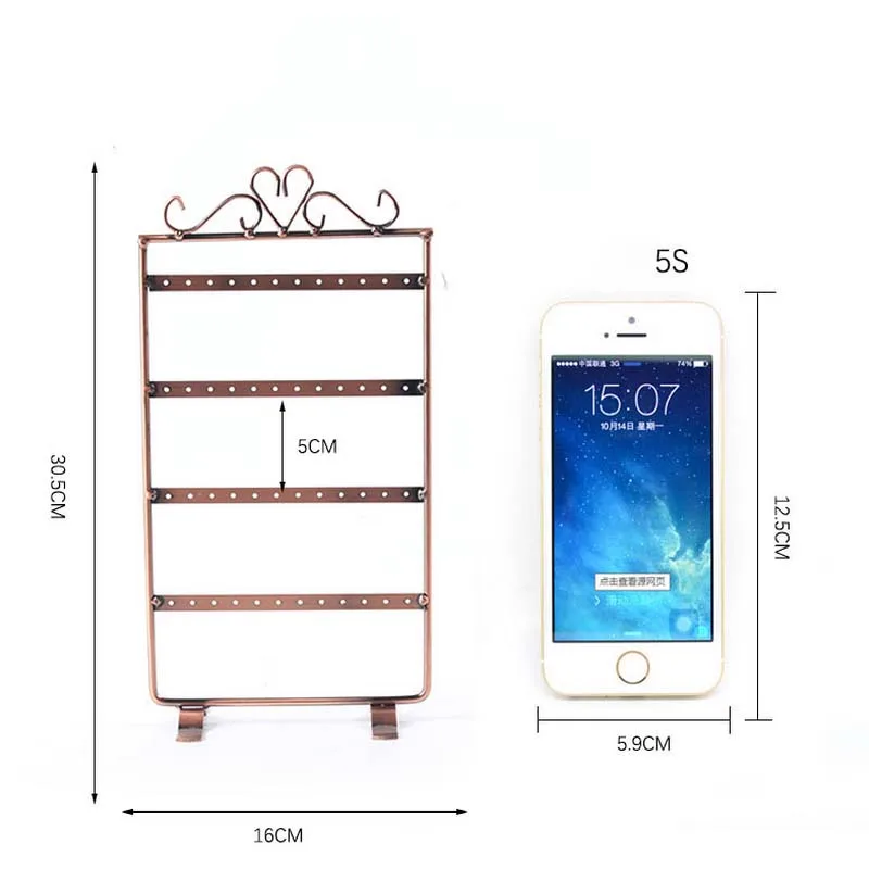 Модные украшения Холдинг Дисплей металлические стойки мини 48 отверстий Серьги Цепочки и ожерелья уха шпильки металлические Стенд