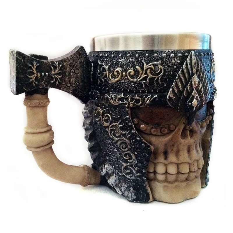 3D кружки Knight Skull в масках двухслойные кофейные из нержавеющей стали с черепами