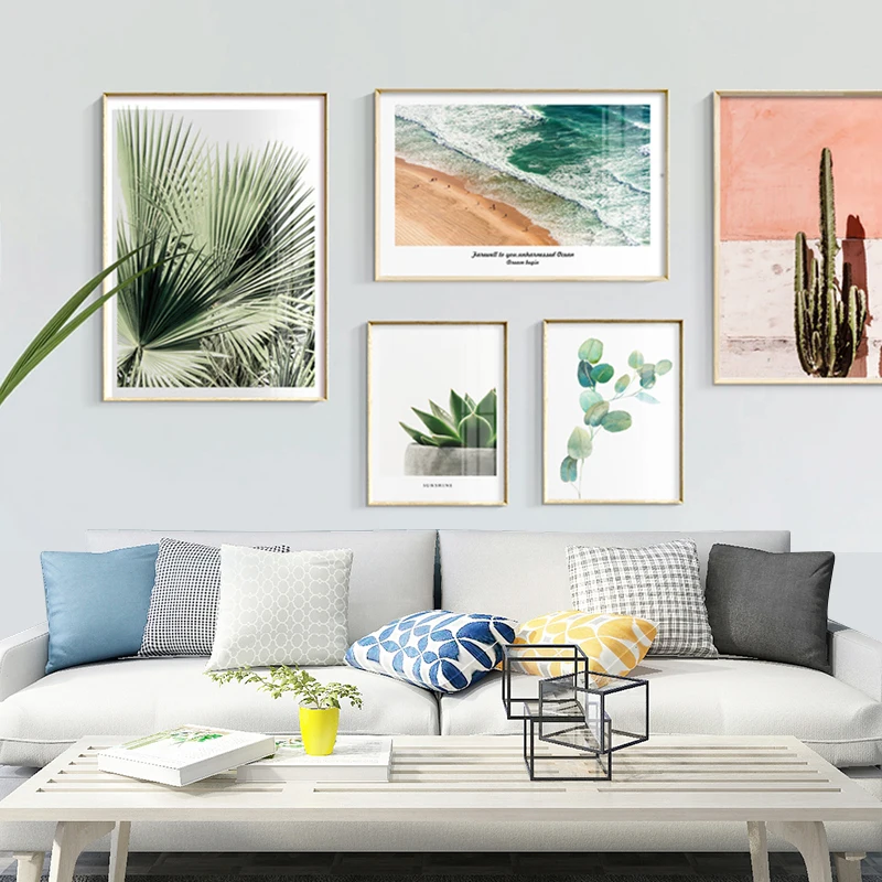 Cactus Canvas Painting Plant Prints Sea Side Wall Art Poster and Print Decorative Picture for Living Room Home Decor (2)