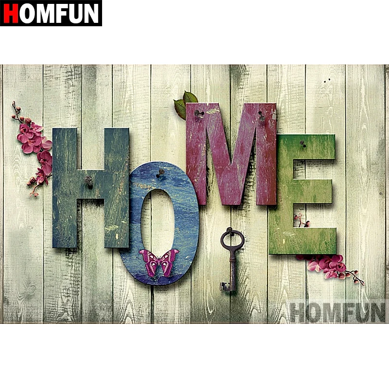 

HOMFUN Diamond Painting Cross Stitch Pattern 5D Diamond Embroidery "Flower letter" Home Decor DIY diamond Art A02131