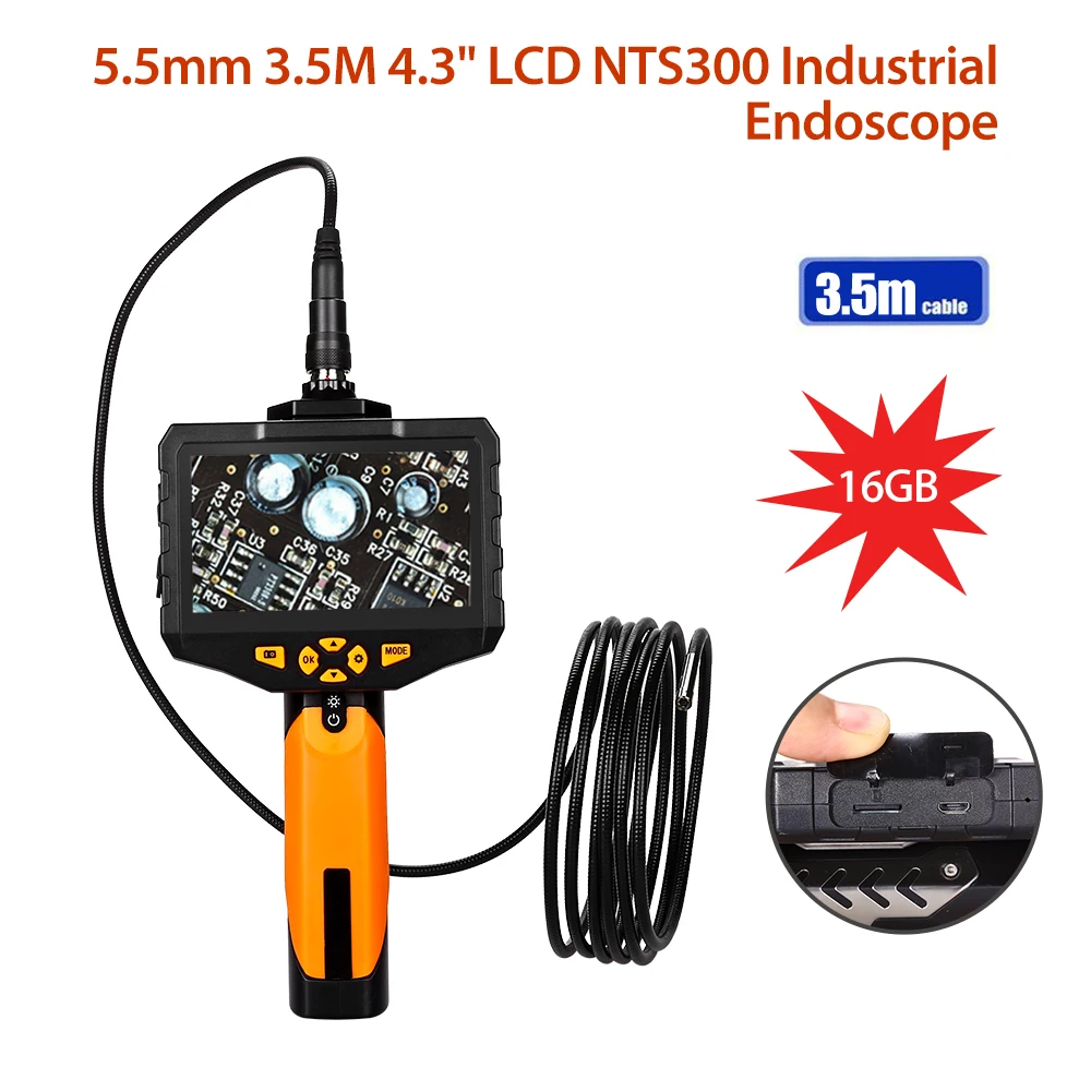 

5.5mm borescope Camera Eyoyo NTS300 4.3" color LCD Display Monitor Inspection Endoscope 360 Degree rotation 3.5mm Snake Tube Cam